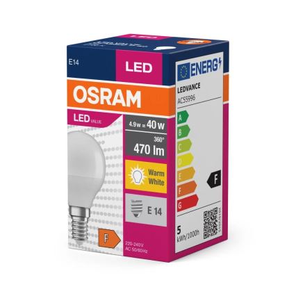 LED glödlampa P40 E14/4,9W/230V 2700K - Osram