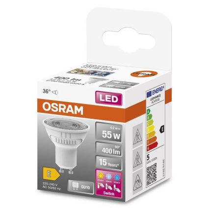 LED glödlampa PAR16 GU10/4,2W/230V 2700/4000/6500K 36° - Osram