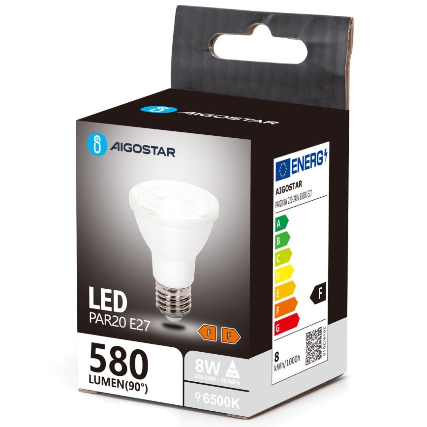LED glödlampa PAR20 E27/8W/230V 6500K - Aigostar