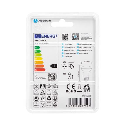 LED glödlampa R63 E27/9W/230V 3000K - Aigostar