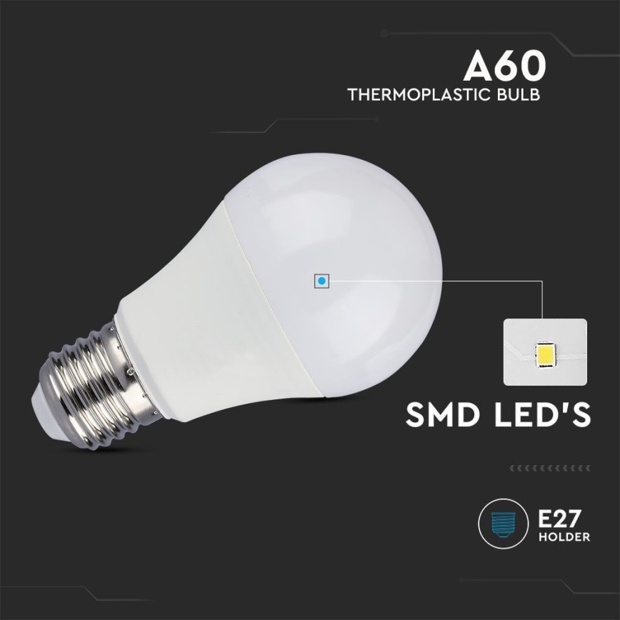 LED glödlampa SAMSUNG CHIP A60 E27/8,5W/230V 4000K