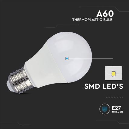 LED glödlampa SAMSUNG CHIP A60 E27/8,5W/230V 6500K