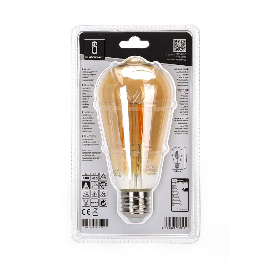 LED glödlampa ST64 E27/6W/230V 2200K - Aigostar