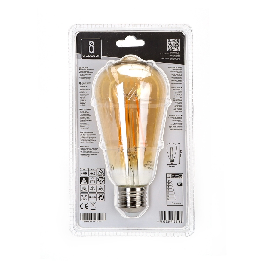 LED glödlampa ST64 E27/8W/230V 2200K - Aigostar