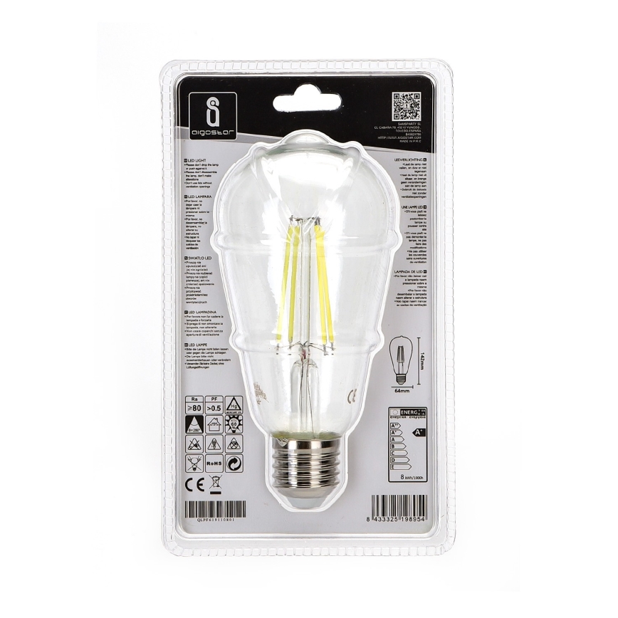 LED glödlampa ST64 E27/8W/230V 6500K - Aigostar