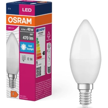 LED glödlampa VALUE B40 E14/4,9W/230V 6500K - Osram