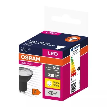 LED glödlampa VALUE PAR16 GU10/4,5W/230V 2700K 120° svart - Ledvance