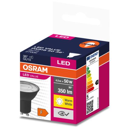 LED glödlampa VALUE PAR16 GU10/4,5W/230V 2700K 36° svart - Ledvance