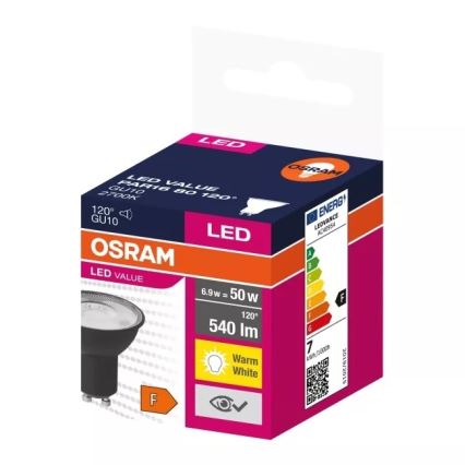 LED glödlampa VALUE PAR16 GU10/6,9W/230V 2700K 120° svart - Ledvance