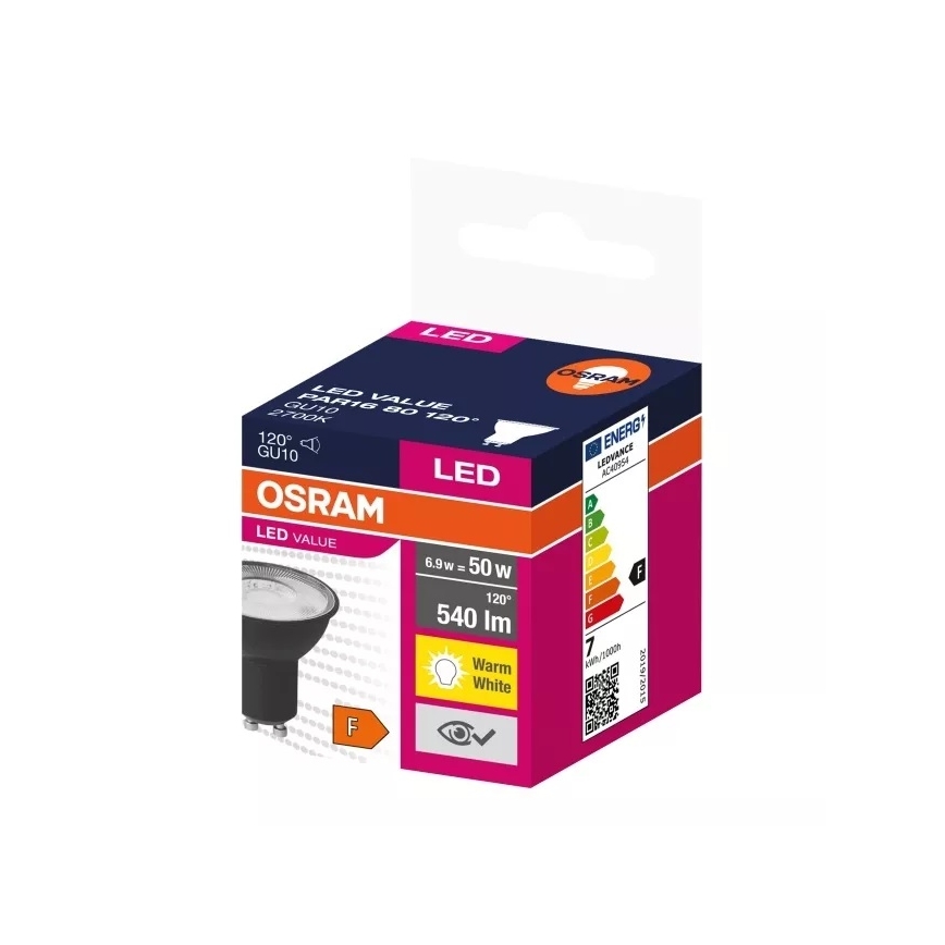 LED glödlampa VALUE PAR16 GU10/6,9W/230V 2700K 120° svart - Ledvance