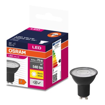 LED glödlampa VALUE PAR16 GU10/6,9W/230V 2700K 36° svart - Osram