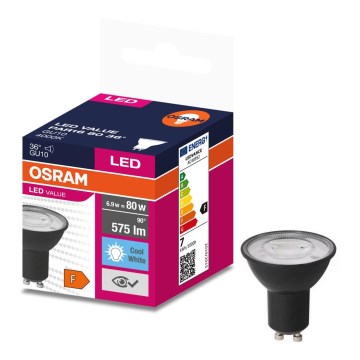 LED glödlampa VALUE PAR16 GU10/6,9W/230V 6500K 36° svart - Osram