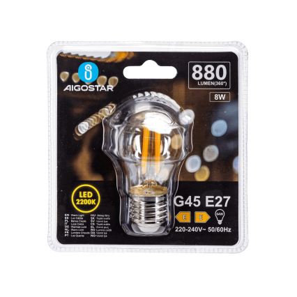 LED-glödlampa VINTAGE G45 E27/8W/230V 2200K - Aigostar