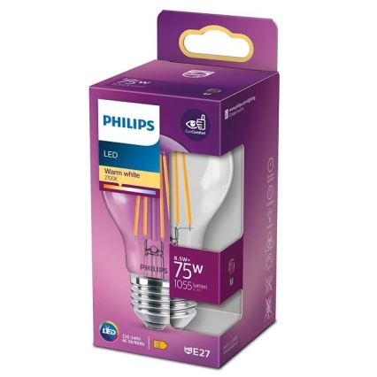 LED glödlampa VINTAGE Philips A60 E27/8,5W/230V 2700K