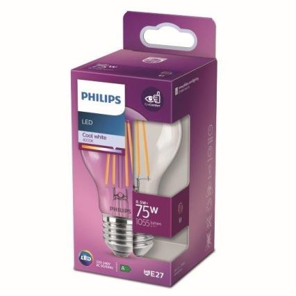 LED glödlampa VINTAGE Philips A60 E27/8,5W/230V 4000K
