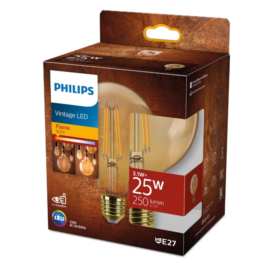 LED glödlampa VINTAGE Philips G95 E27/3,1W/230V 1800K