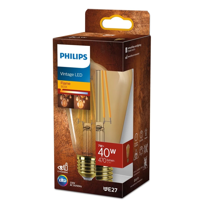 LED glödlampa VINTAGE Philips ST64 E27/7W/230V 1800K