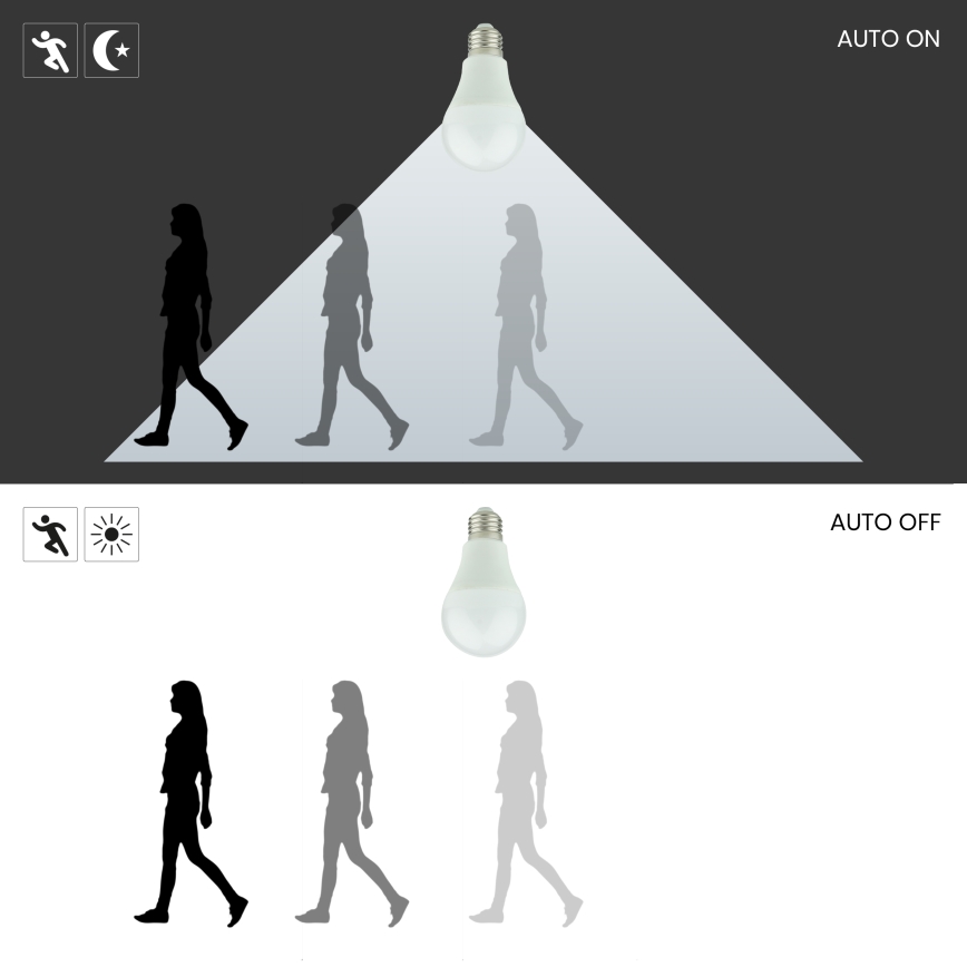 LED glödlampa with a sensor A60 E27/9W/230V 3000K