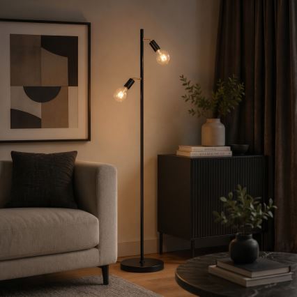 LED golvlampa 2xE27/7W/230V 2000K svart/guld