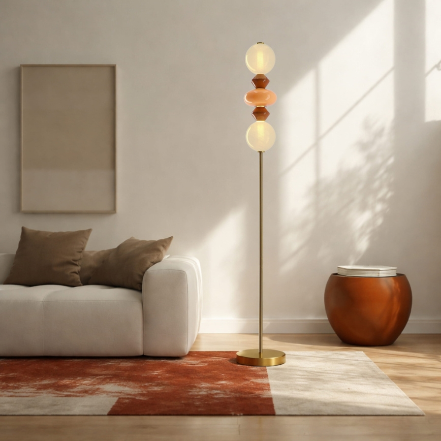 LED-golvlampa FLORES LED/15W/230V guld/orange/brun