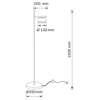 LED golvlampa OFELIA 1xGX53/6W/230V svart/beige
