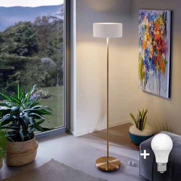 LED-golvlampa TUNJA 1xE27/20W/230V Ø 30 cm guld/vit