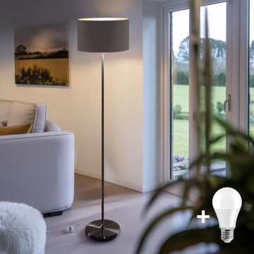 LED-golvlampa TUNJA 1xE27/20W/230V Ø 38 cm svart/brun