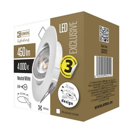 LED Hängande Takbelysning EXCLUSIVE 1xLED/5W/230V 4000 K vit