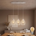 LED-hänglampa på vajer BRYLANT 3xE27/60W/230V vit