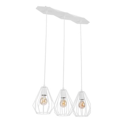 LED-hänglampa på vajer BRYLANT 3xE27/60W/230V vit