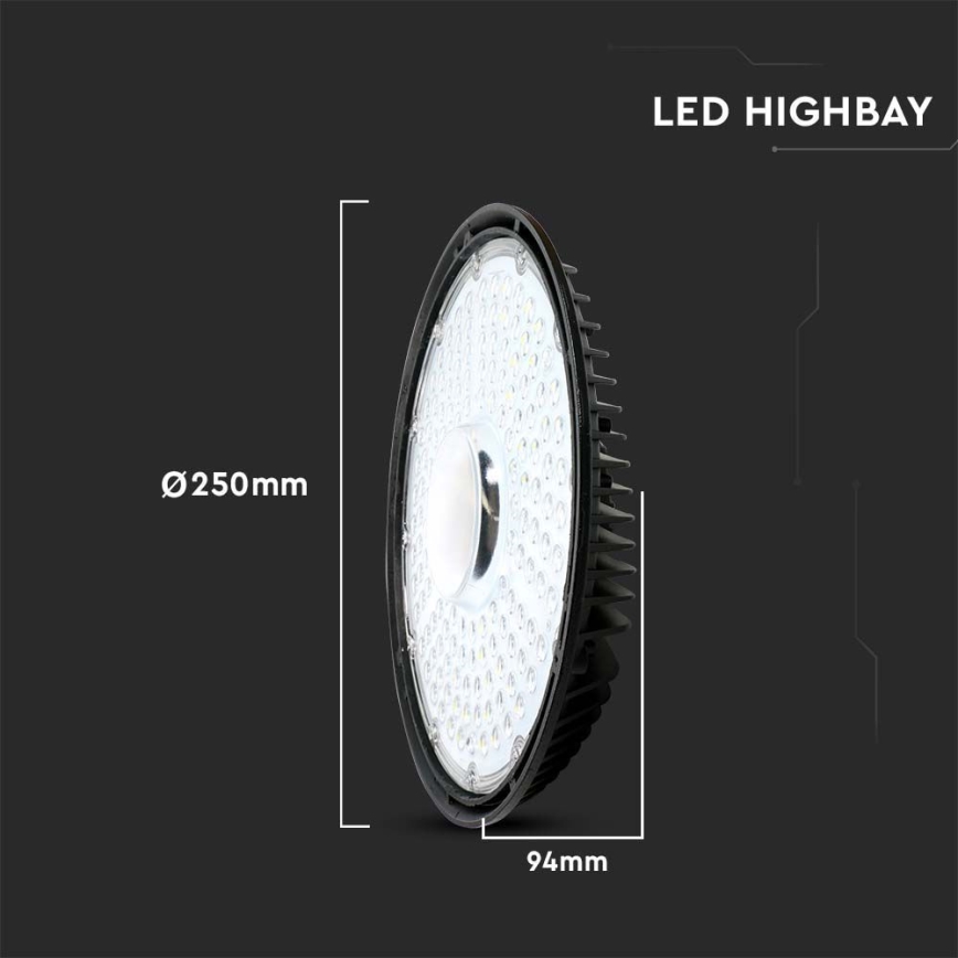 LED industrilampa High Bay – 100W, 230V, 4000K, IP65