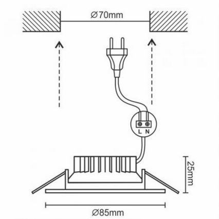 LED infälld Badrumbelysning LED/7W/230V 4000K vit IP44
