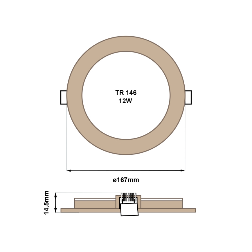 LED infälld belysning CIRCLE LED/12W/230V 4200K diameter 16,7 cm brun