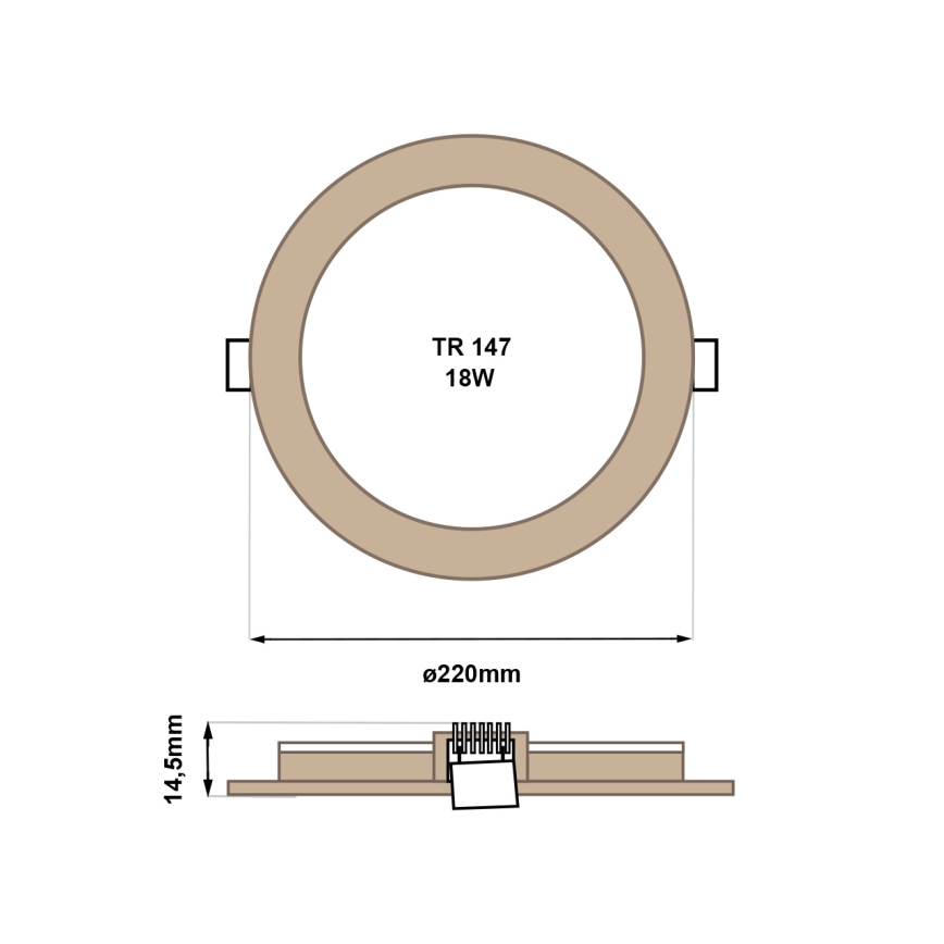 LED infälld belysning CIRCLE LED/18W/230V 4200K diameter 22 cm brun