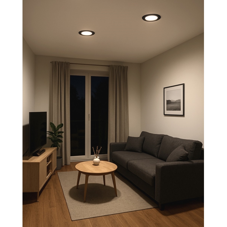 LED infälld belysning CIRCLE LED/6W/230V 4000K diameter 12 cm svart