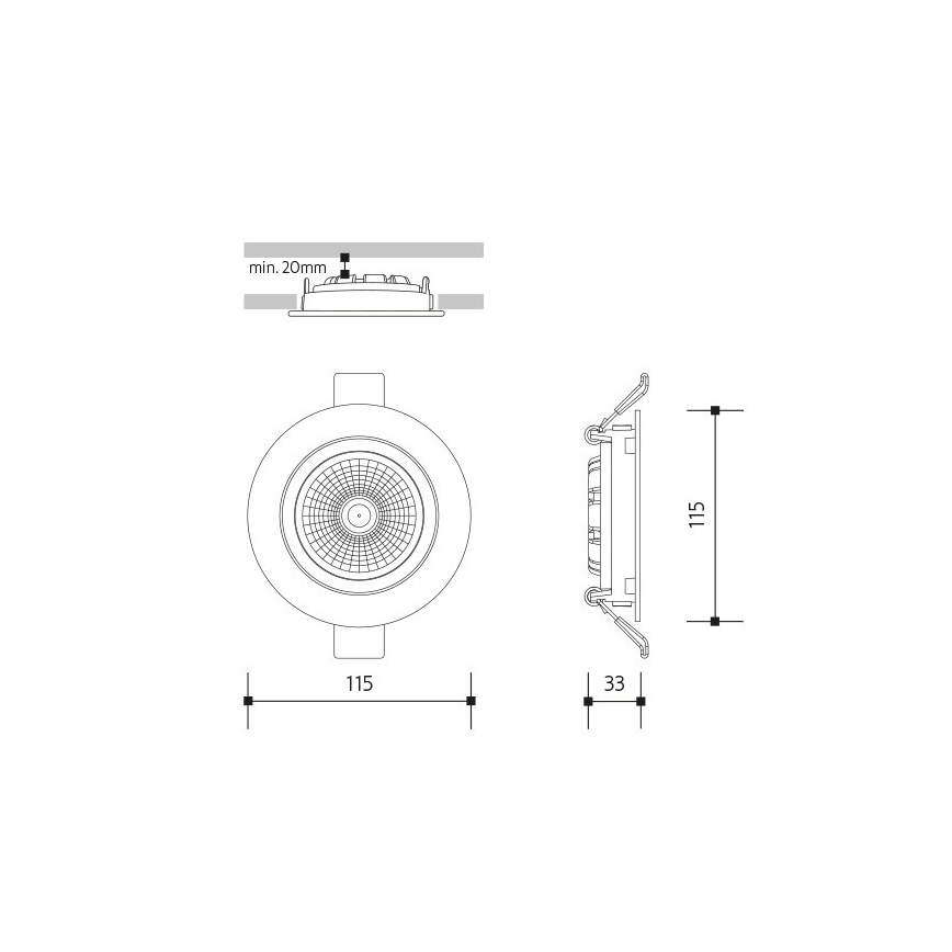 LED infälld belysning LED/18W/230V 3000K diameter 11,5 cm vit