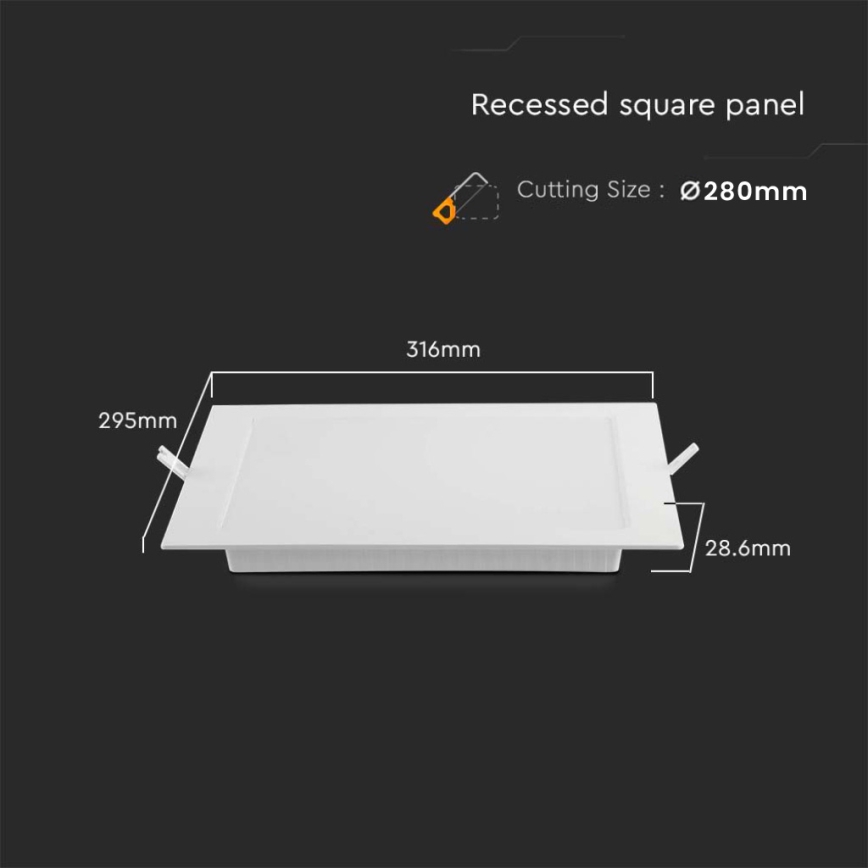 LED infälld belysning LED/24W/230V 29,5x29,5 cm 3000K vit