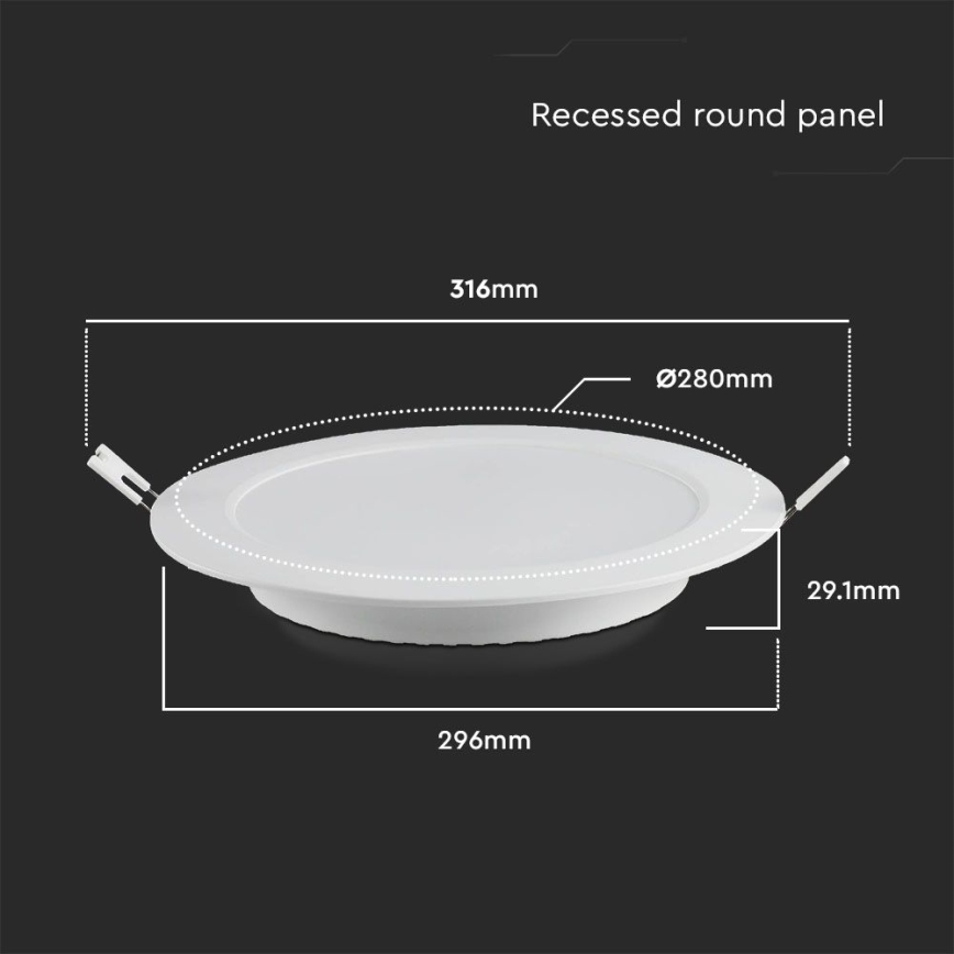 LED infälld belysning LED/24W/230V diameter 29,6 cm 6500K vit