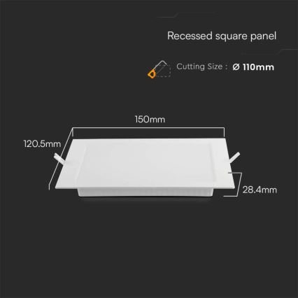 LED infälld belysning LED/6W/230V 12x12 cm 6500K vit