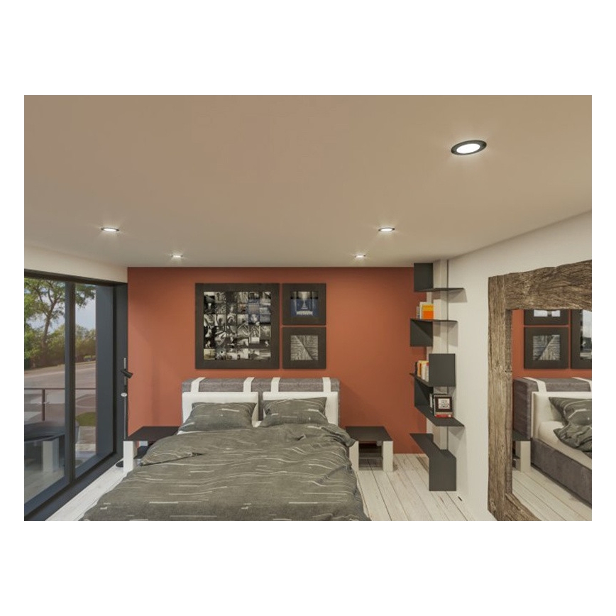 LED infälld belysning LED/6W/230V 3000K diameter 8,5 cm svart