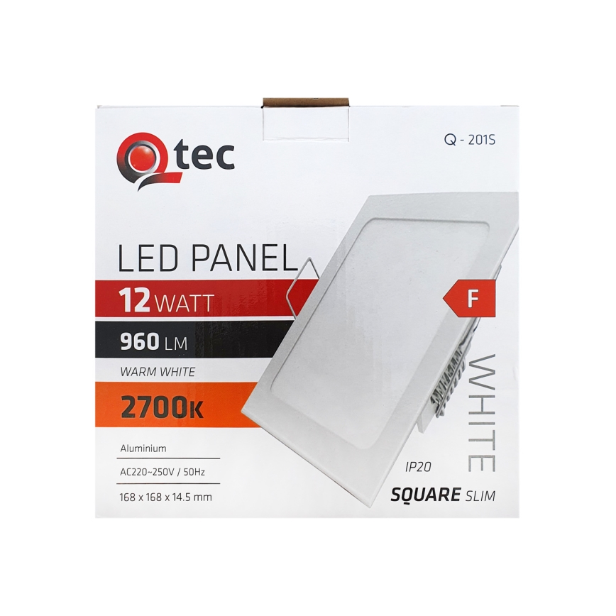 LED infälld belysning QTEC LED/12W/230V 2700K 16,8x16,8 cm