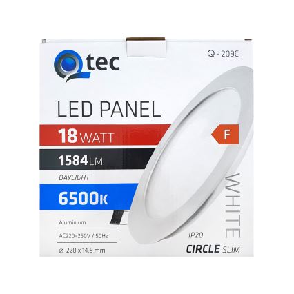 LED infälld belysning QTEC LED/18W/230V 6500K diameter 22 cm