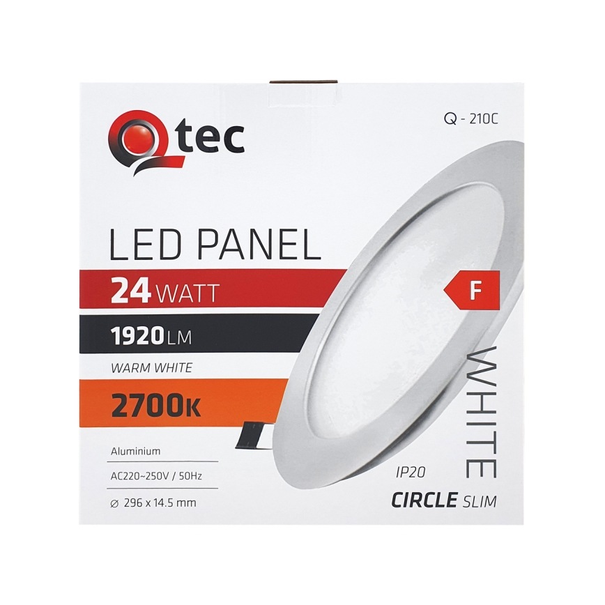 LED infälld belysning QTEC LED/24W/230V 2700K diameter 29,6 cm