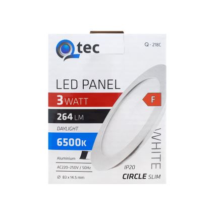 LED infälld belysning QTEC LED/3W/230V 6500K diameter 8,3 cm