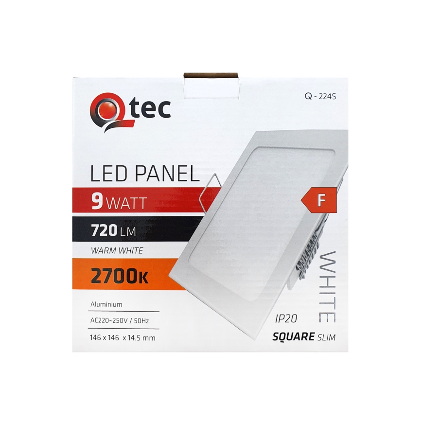 LED infälld belysning QTEC LED/9W/230V 2700K 14,6x14,6 cm