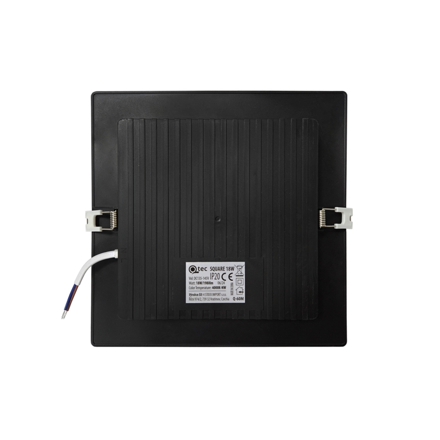 LED infälld belysning SQUARE LED/18W/230V 4000K 22x22 cm svart