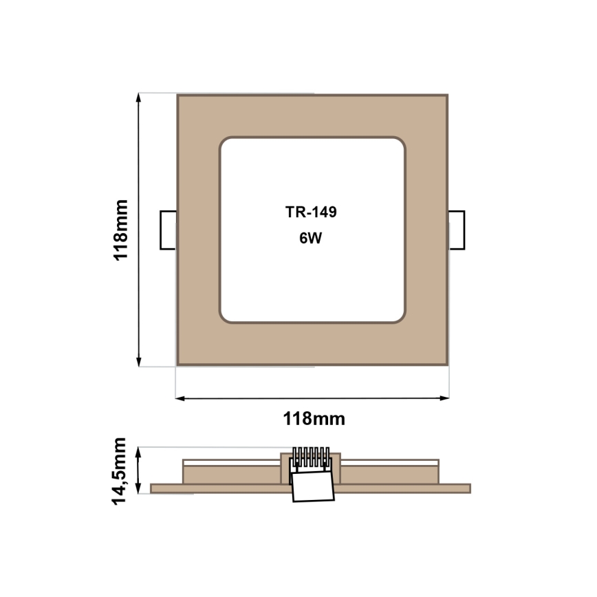 LED infälld belysning SQUARE LED/6W/230V 4200K 11,8x11,8 cm brun
