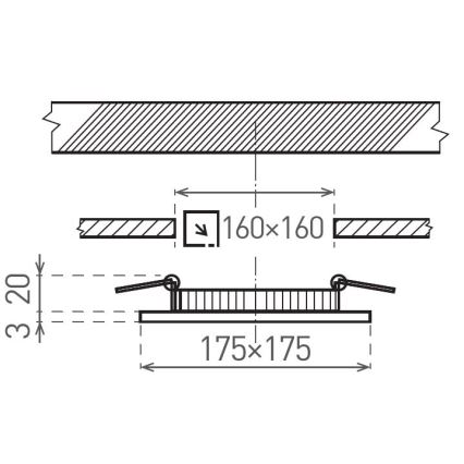 LED infälld belysning VEGA LED/12W/230V 2900/3900/5800K 17,5x17,5 cm vit