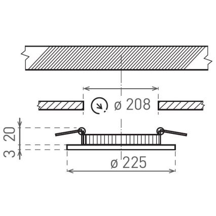 LED infälld belysning VEGA LED/18W/230V 2900/3900/5800K diameter 22,5 cm svart