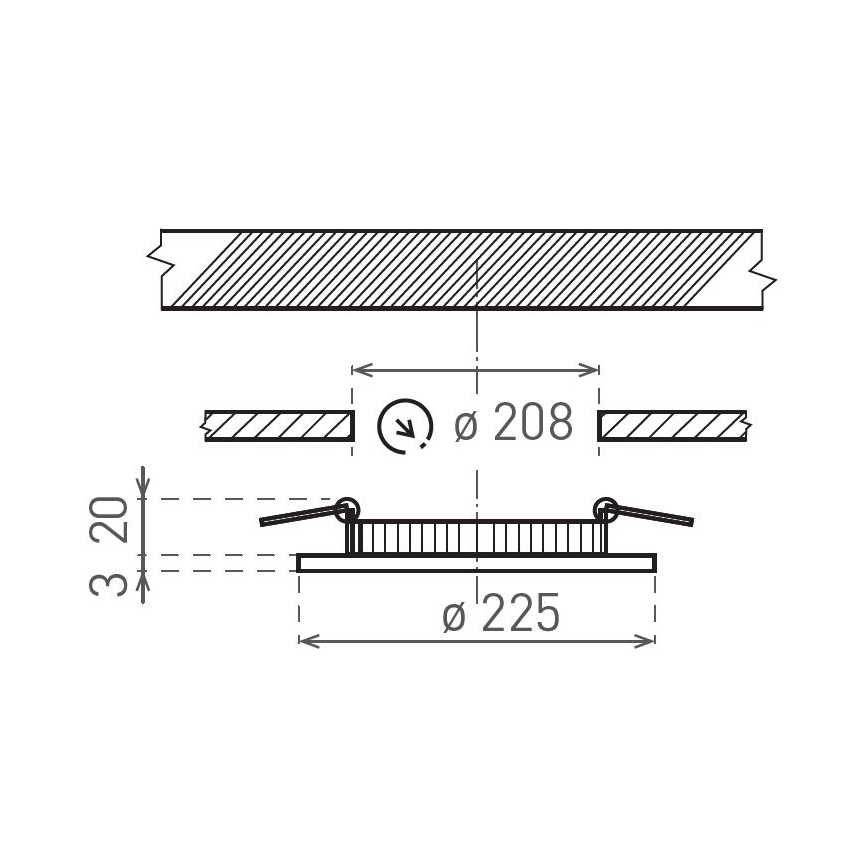 LED infälld belysning VEGA LED/18W/230V 2900/3900/5800K diameter 22,5 cm svart